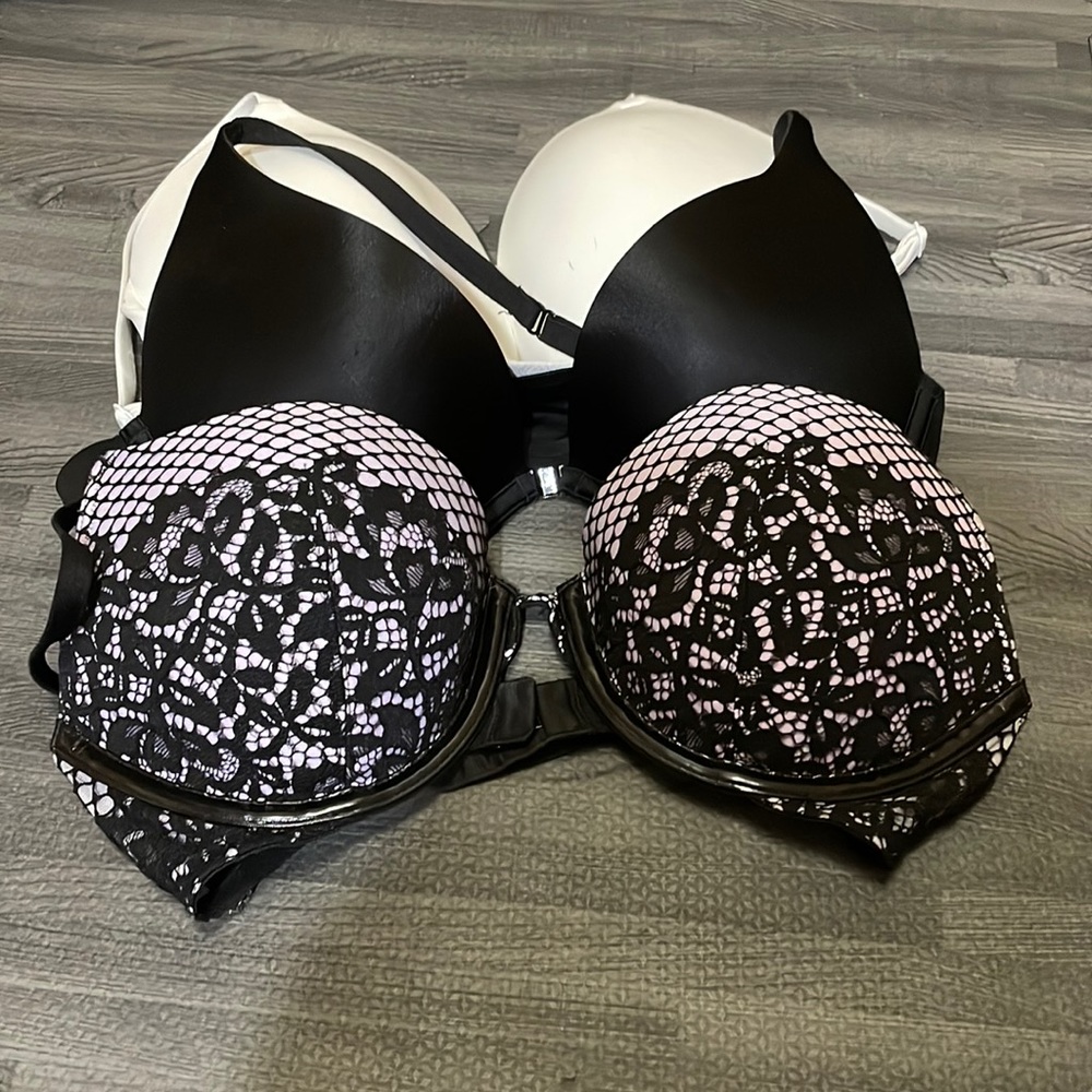 Misc bras black halter 34b white pink 32d purple push-up 32d